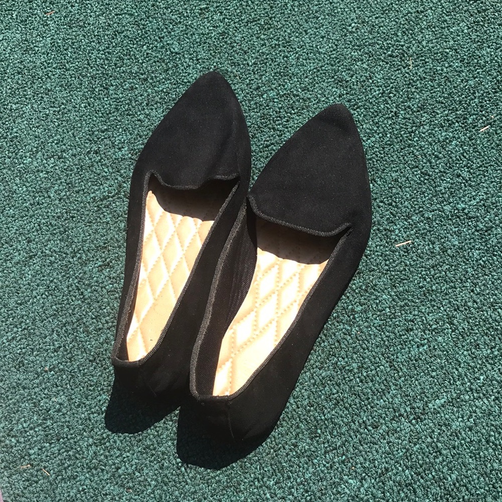 Rogue size 7 black suede slip on flats